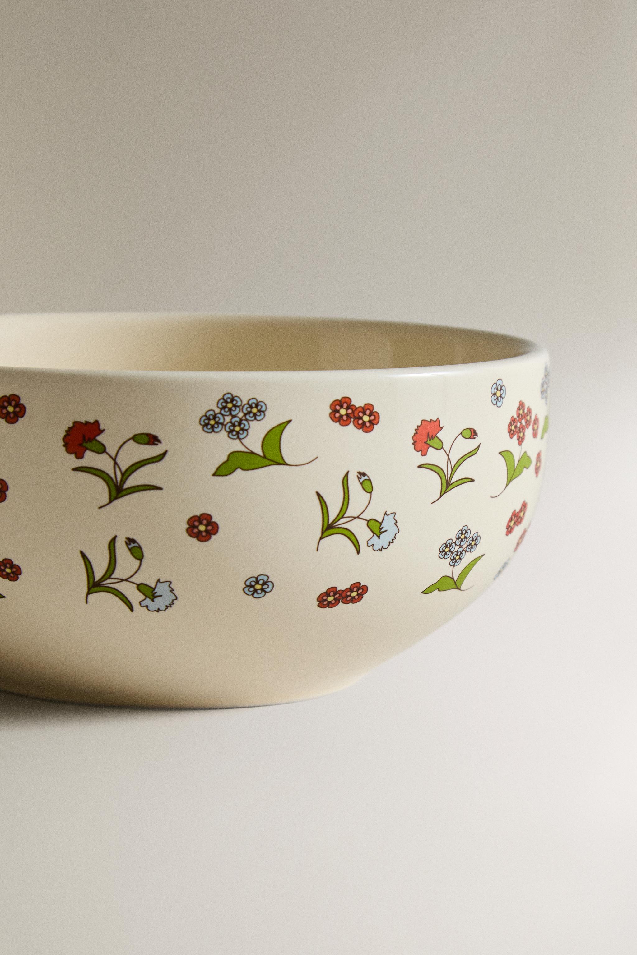 KIDS' FLORAL STONEWARE BOWL
