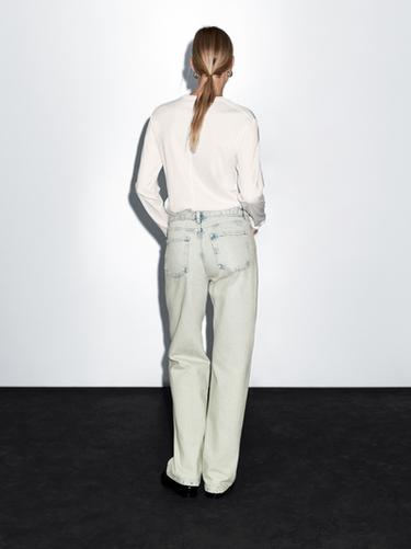 Zara Faded mid-rise wide-leg jeans - Light blue - Image 0