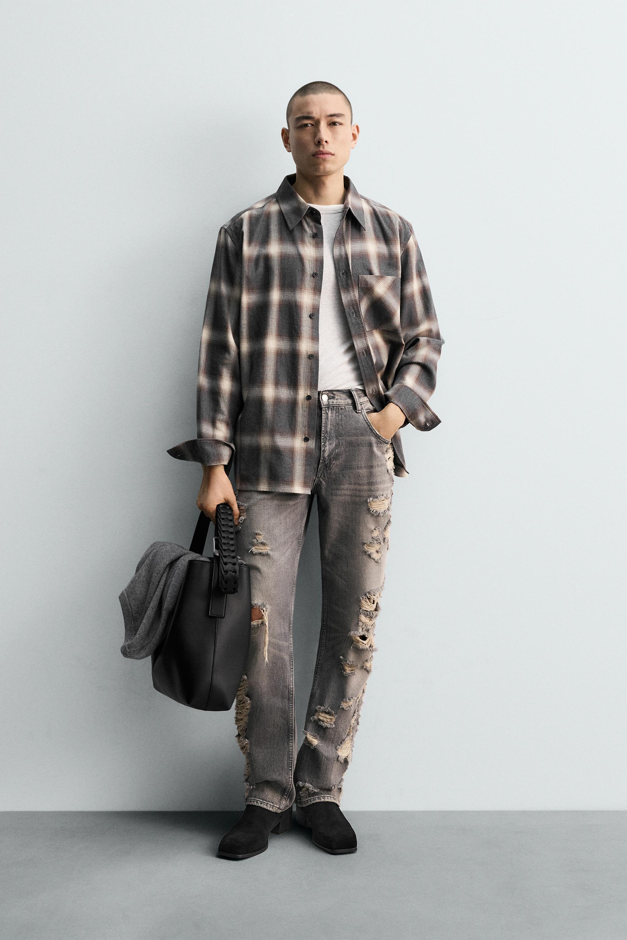 チェック柄ポケットシャツ - ブラウン | ZARA Japan / 日本