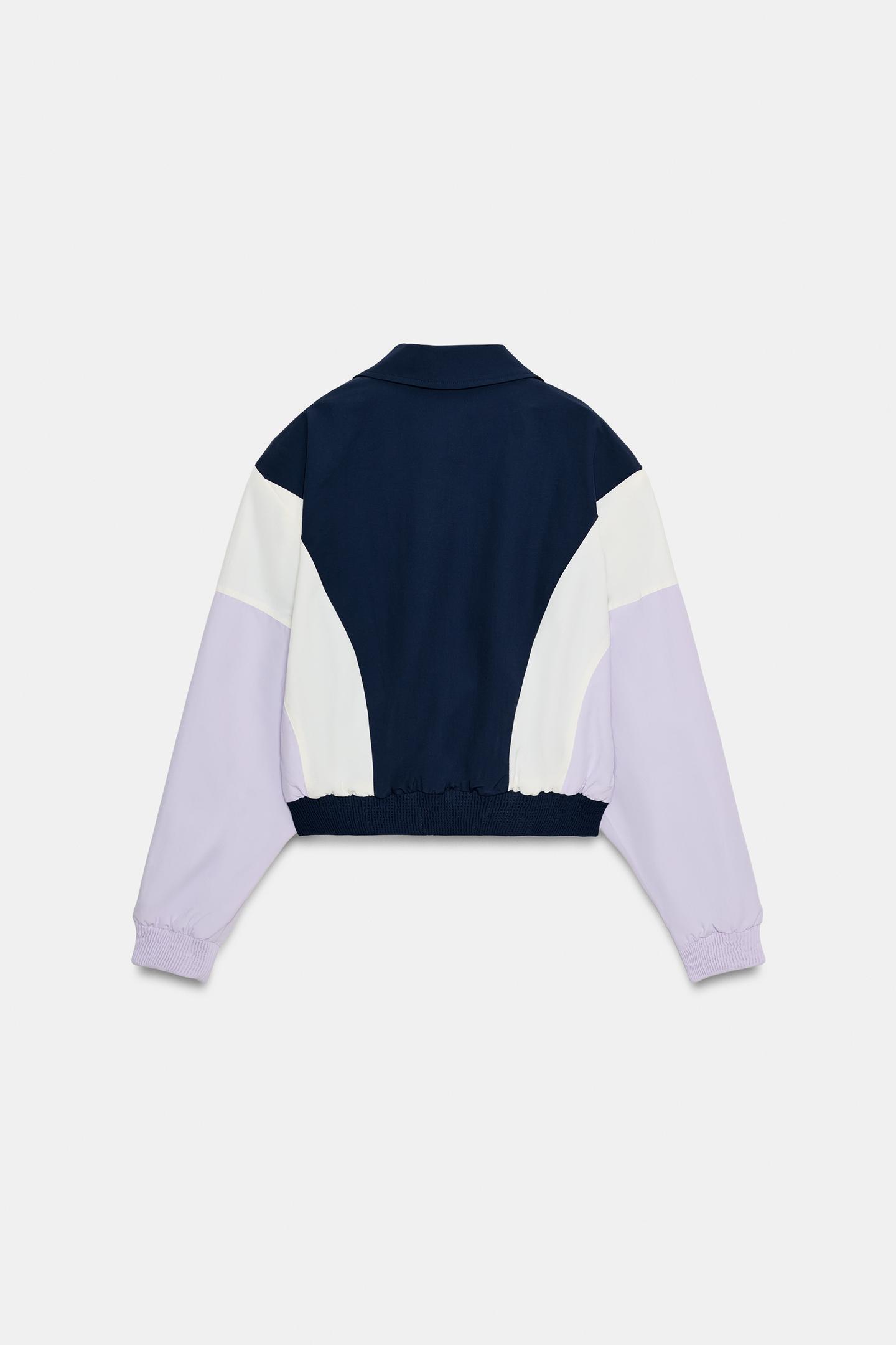 Женская куртка Zara Combined Bomber, цвет: Тёмно-синий — фото 8