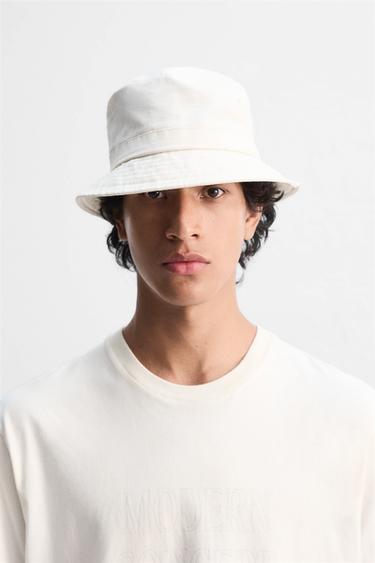 COTTON BUCKET HAT - Oyster-white by Zara - Image 0