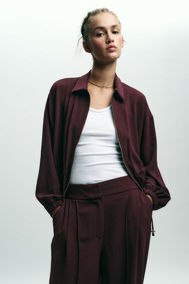DRAWSTRING SAFARI JACKET - Burgundy by Zara - Image 1