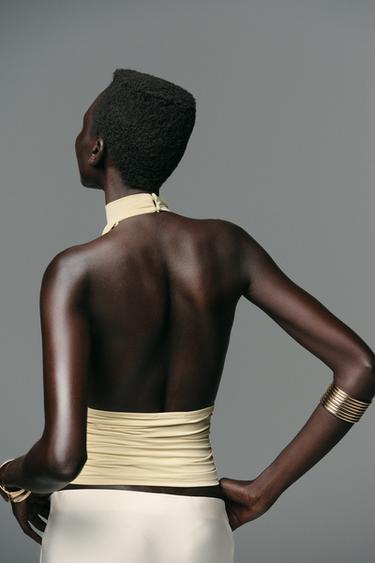 SUN GATHERED POLYAMIDE TOP - Yellow by Zara - Image 5