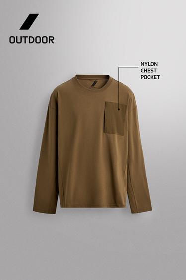 LONG SLEEVE T-SHIRT WITH POCKET - Light brown by Zara - Image 6