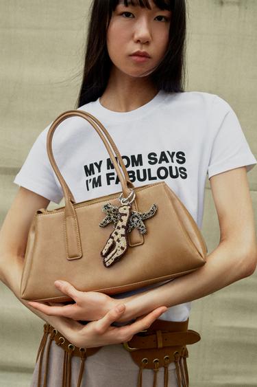 CRACKLED-EFFECT CITY BAG - Beige by Zara