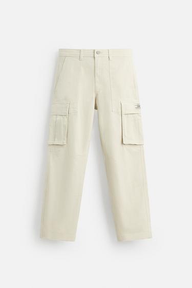 RELAXED FIT CARGO TROUSERS - Stone by Zara