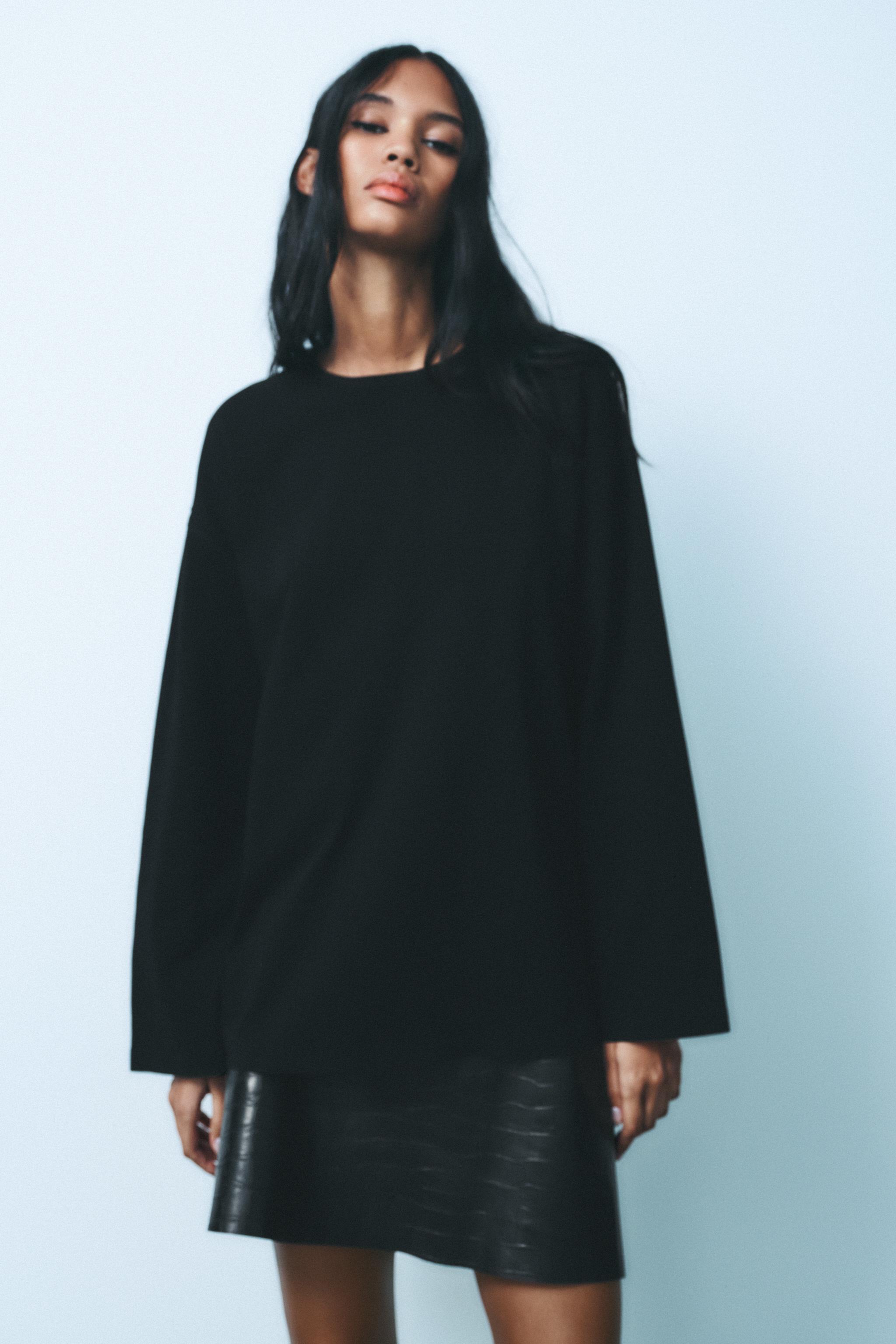 Black t shirt dress zara sales