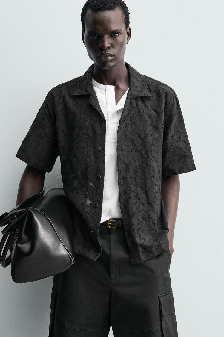ZARA RELAXED FIT TEXTURED JACQUARD SHIRT