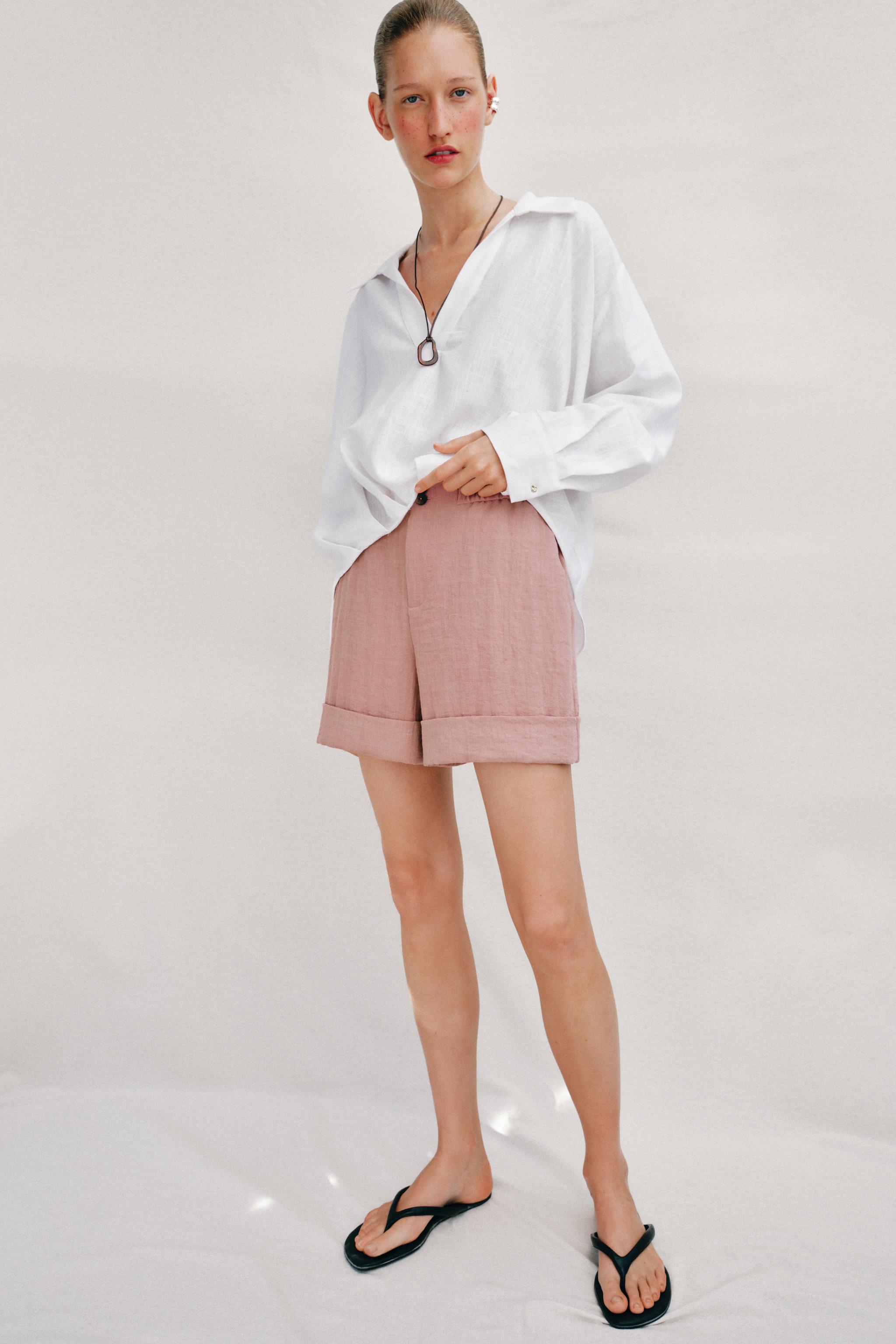 CUFFED HEM SHORTS — Pink