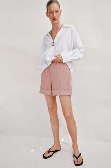BERMUDA SHORTS WITH TURN-UP HEMS - Pink by Zara