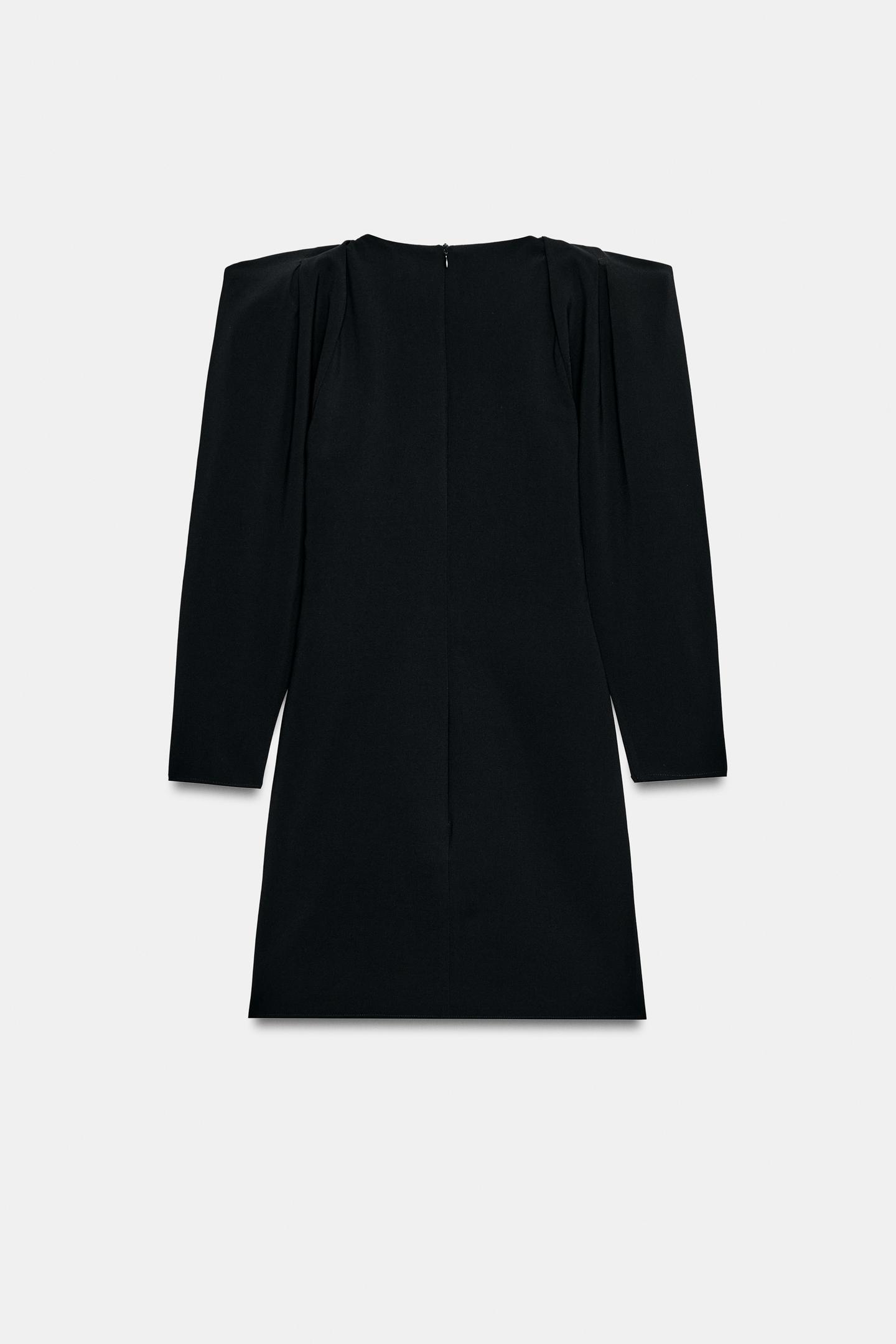 Женское платье Zara Shoulder-Pad Mini, цвет: Чёрный — фото 6