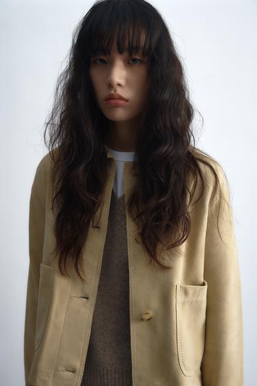 ZW COLLECTION LIMITED EDITION 100%スエードレザージャケットバターZaraのZW COLLECTION LIMITED EDITION 100%スエードレザージャケット - バター