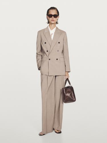 Blazer croisé 100 % laine - Beige de Zara