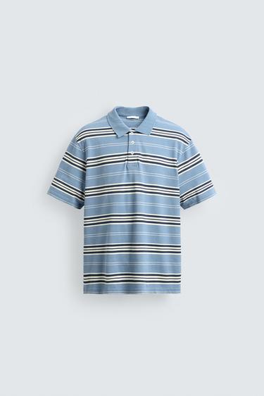BOXY FIT STRIPED POLO SHIRT - Blue/White by Zara