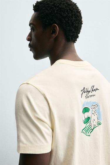 T-SHIRT TEXTE BRODÉ - Crème de Zara - Image 6