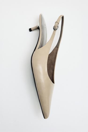 KITTEN HEEL SLINGBACK SHOES - Taupe Grey by Zara