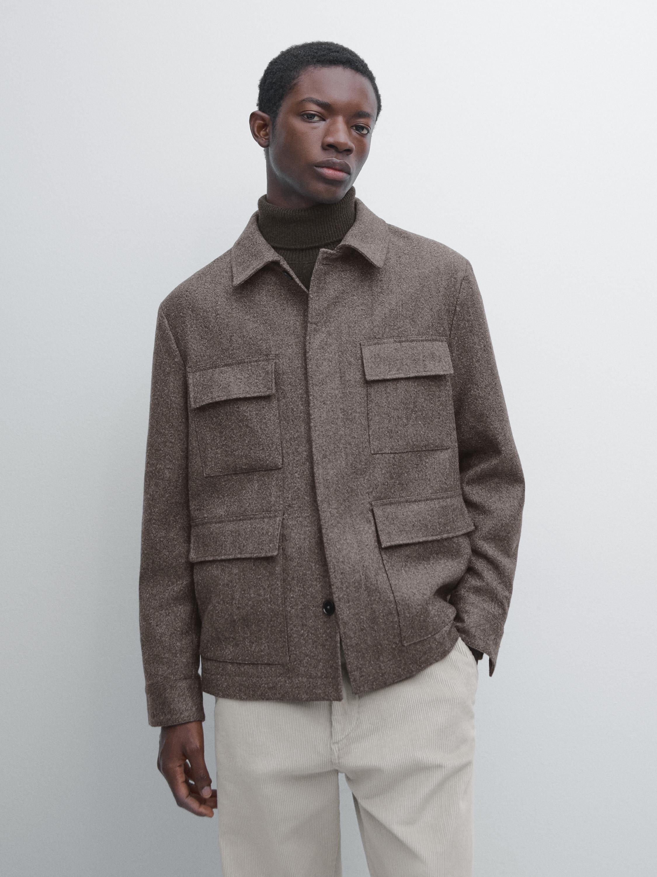 Herringbone wool blend cardigan