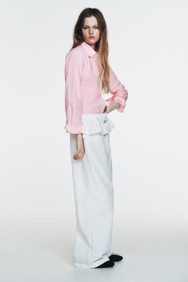 PANTALON EN NYLON À TAILLE SUPERPOSÉE - Blanc de Zara - Image 6