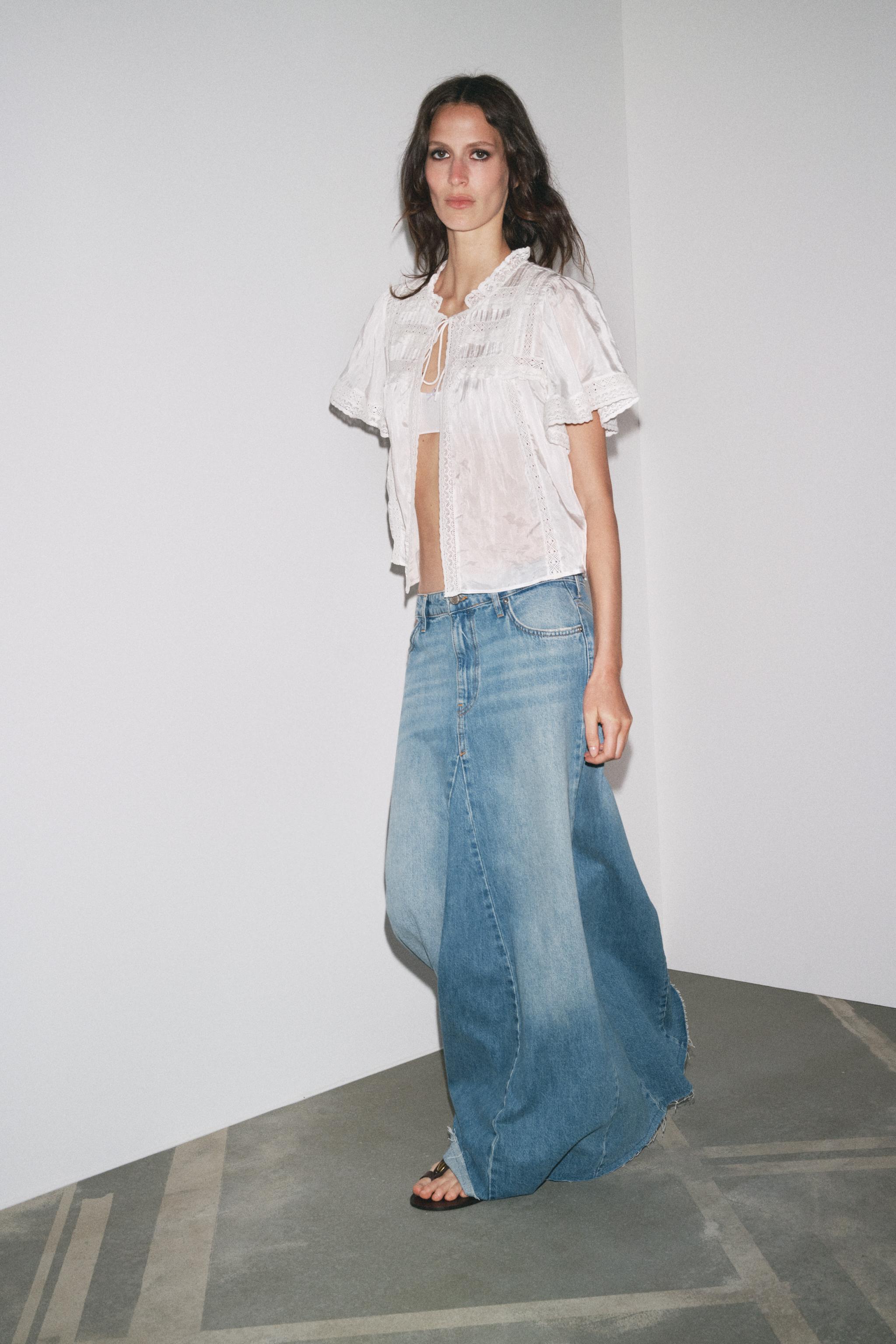 サテン レーストリム トップス ZW COLLECTION - ホワイト | ZARA