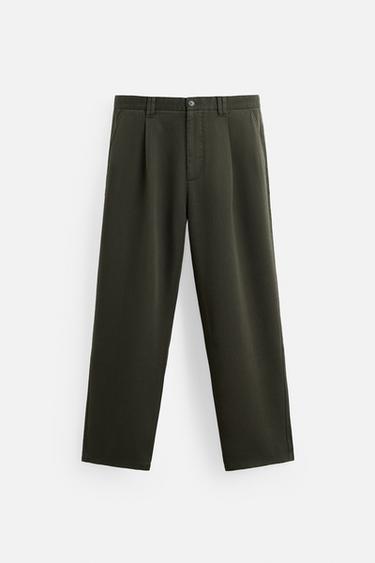 LYOCELL PLEATED TROUSERS - Green by Zara - Image 5