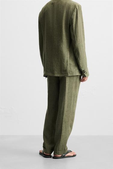 PANTALON DE COSTUME 100 % LIN - Kaki foncé de Zara - Image 2