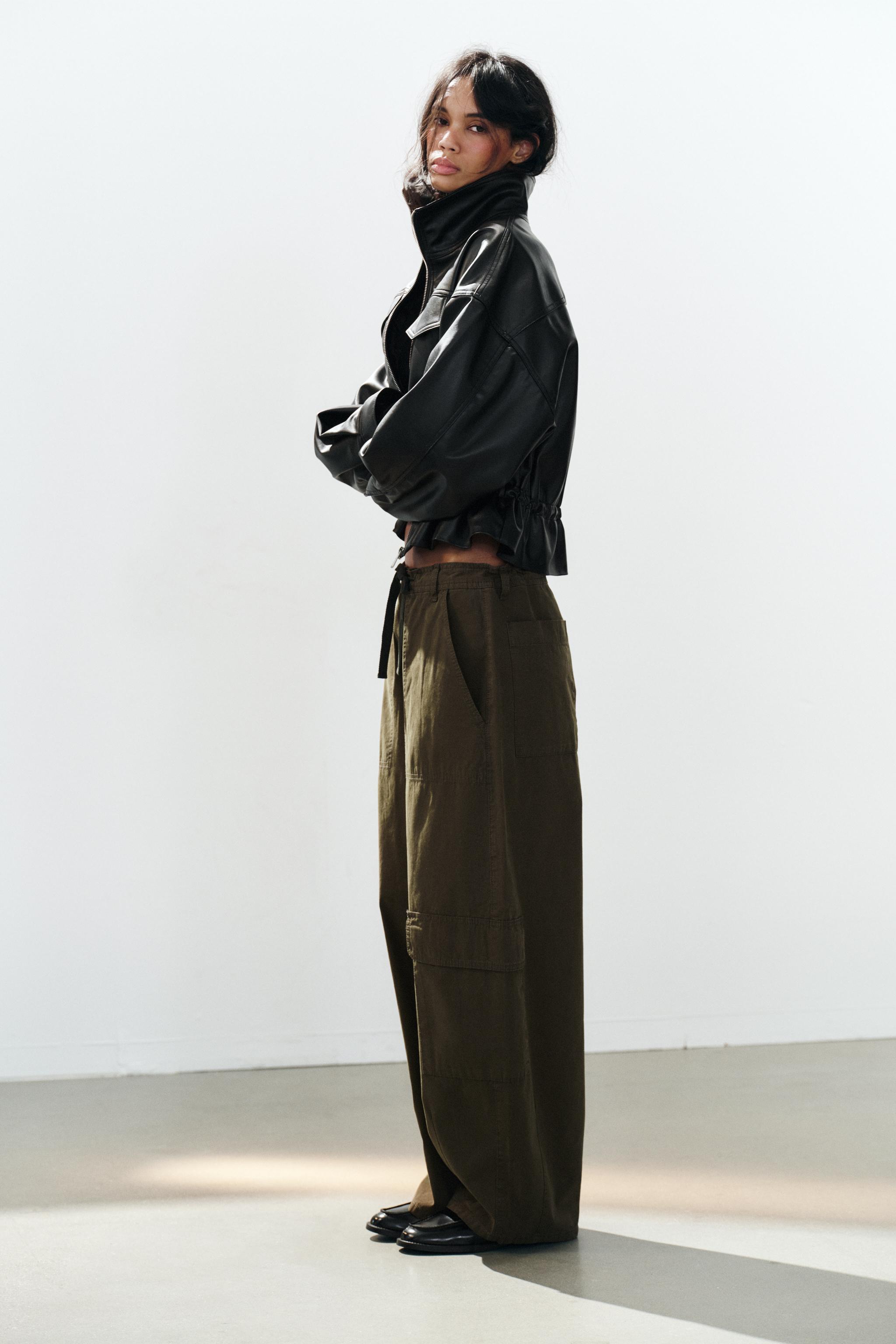 FAUX LEATHER ADJUSTABLE WAIST JACKET