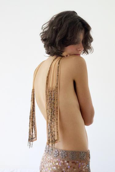 JUPE MI-LONGUE BRODERIES FANTAISIE ÉDITION LIMITÉE - Tuile de Zara