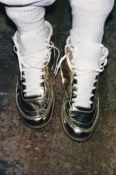 Zara METALLIC EFFECT SNEAKER ANKLE BOOTS - Gold