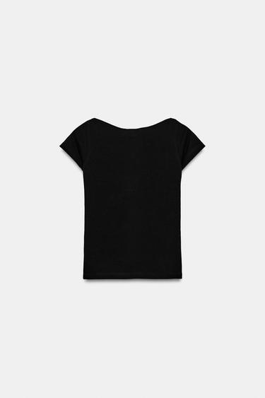 Zara SHORT SLEEVE T-SHIRT - Black