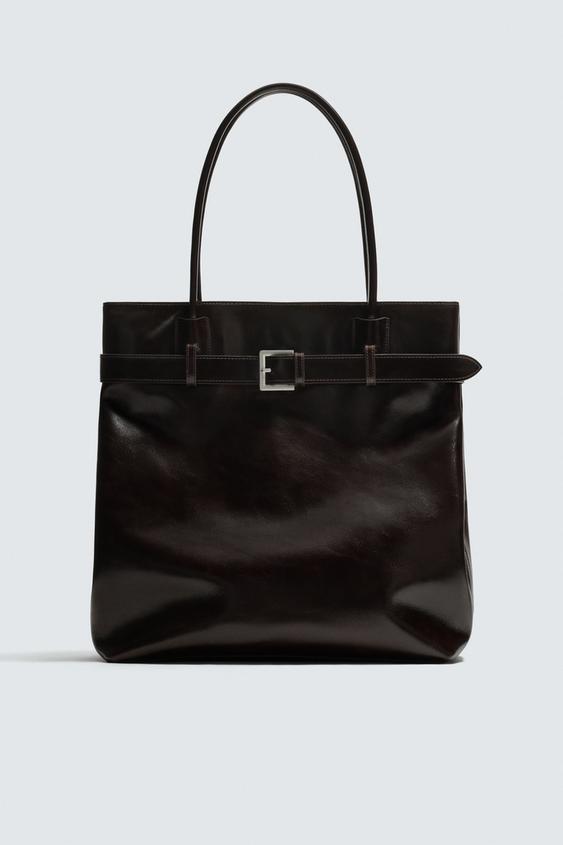 LEATHER SHOPPER WITH BELT DETAIL from Zara - $319
