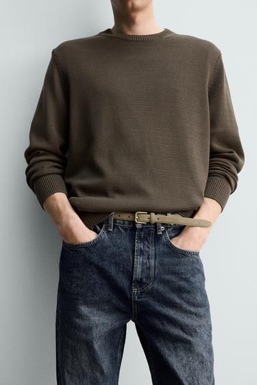 REGULAR FIT COTTON JUMPER - Brown by Zara - Image 5