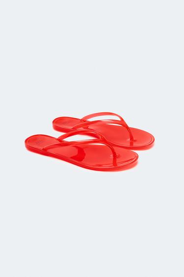 LIMITED EDITION JELLY FLAT SANDALS - Orange by Zara