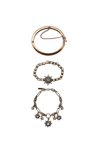 LOT DE 3 BRACELETS MÉTALLIQUES CHARMS ÉTOILE - Or vieilli de Zara