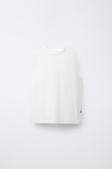 PLAIN SLEEVELESS LABEL T-SHIRT - White by Zara