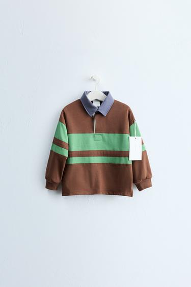ZARA TIMELESS - STRIPED PRINT POLO SHIRT - Brown by Zara