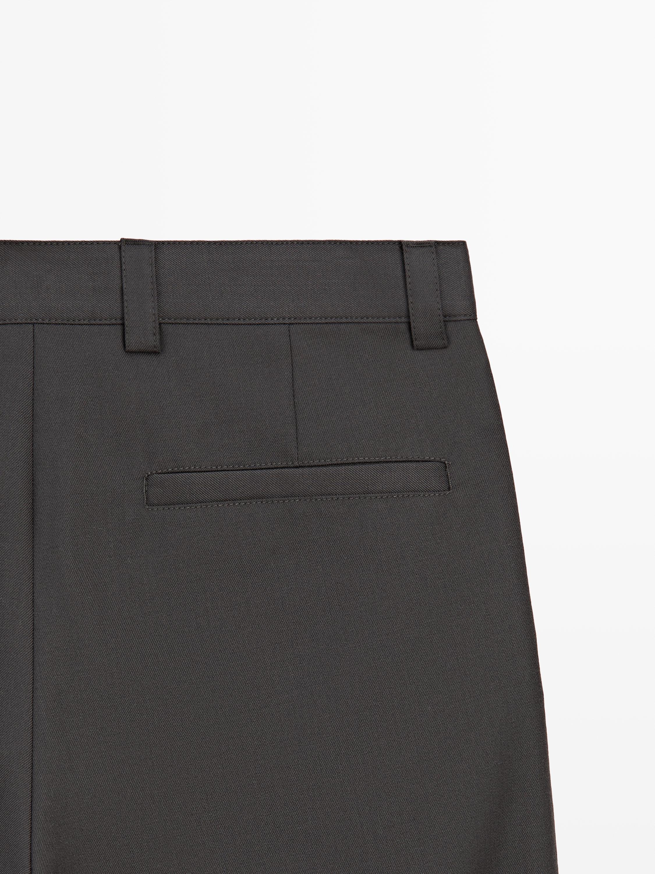 Relaxed fit wool blend trousers