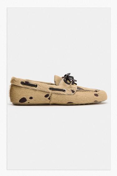 MOCASSIM DE COURO COM PELO E ESTAMPA ANIMAL - Multicolor da Zara