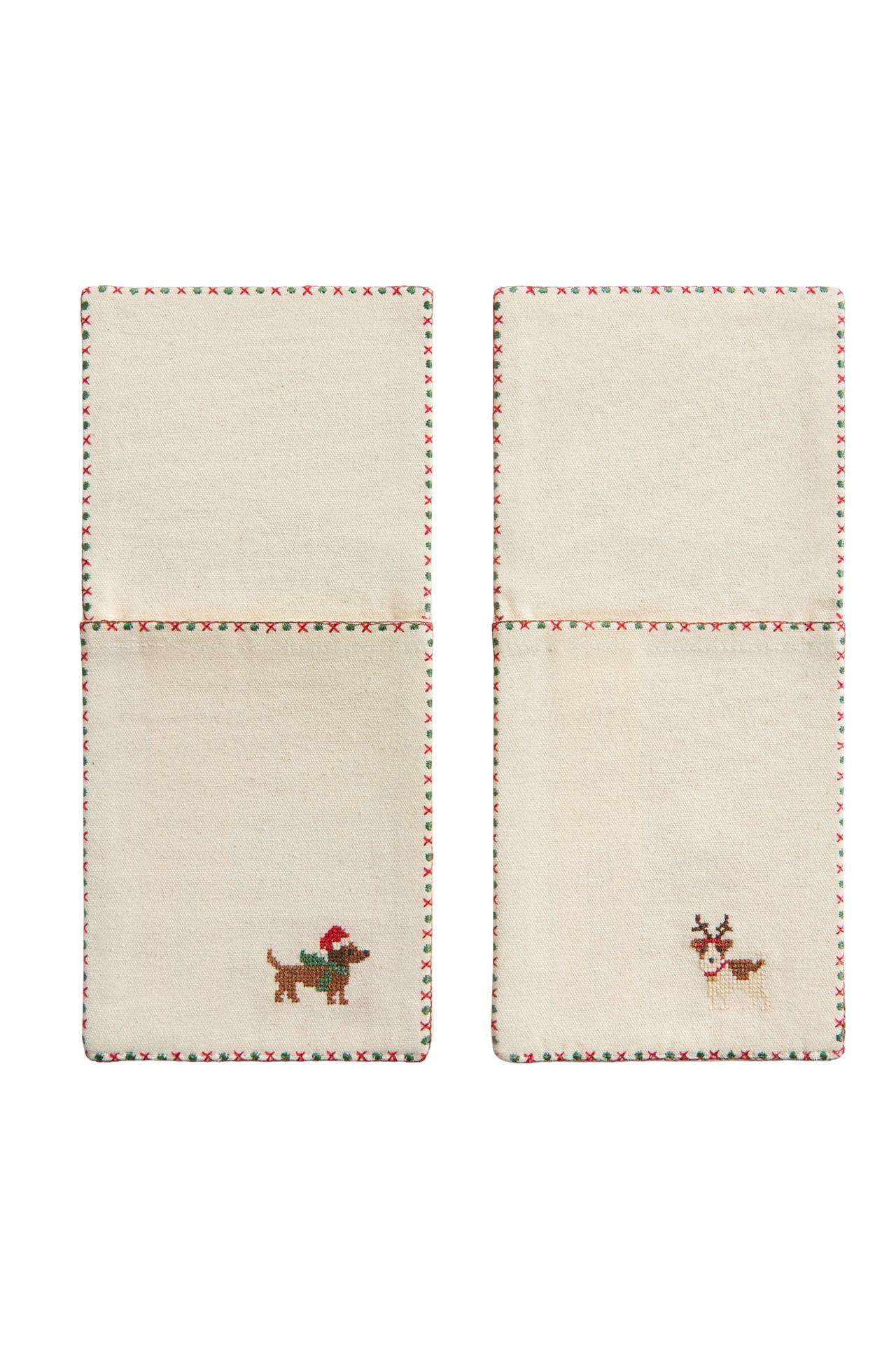 EMBROIDERED CHRISTMAS COTTON CUTLERY TRAY PACK (PACK OF 2)