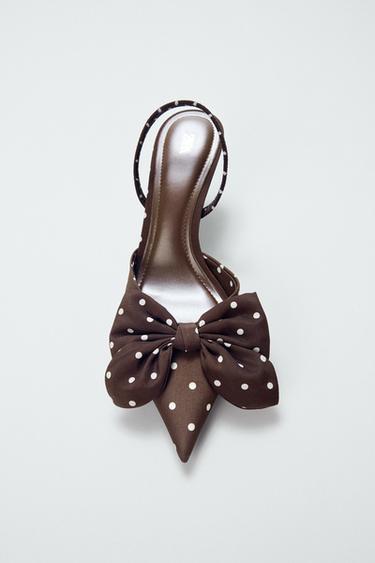 Zara POLKA DOT PRINT HEELED SHOES WITH BOW - Multi-color
