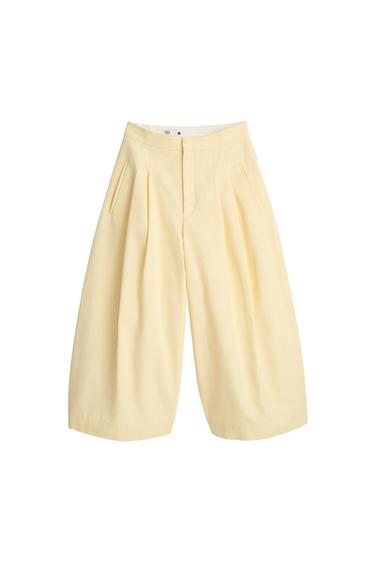Zara LIMITED EDITION PLEATED PANTS - Yellow