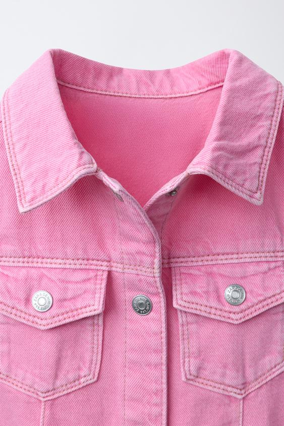 zara pink denim dress Zara Girls Pink Denim Button Up Shirt Dress Size 3-4 Years Pre-Owned