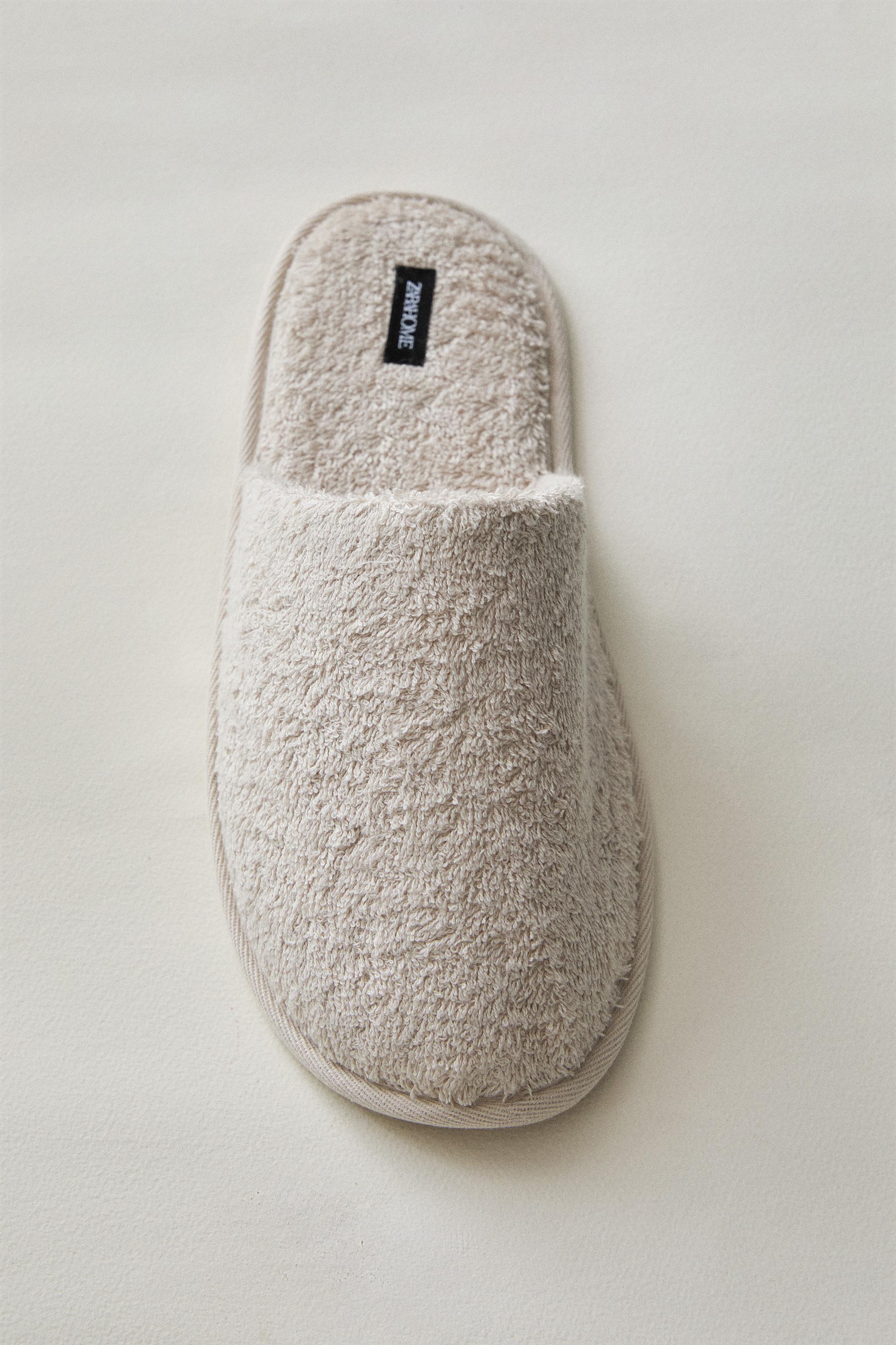 TERRY BATHROOM SLIPPERS — Sandy Brown