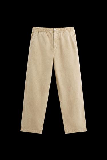 Zara RELAXED FIT WASHED PANTS - Sand - Image 0