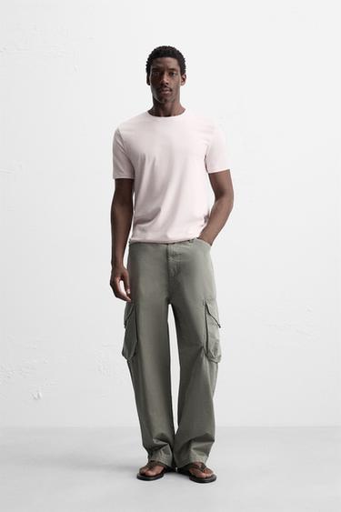 T-SHIRT SLIM FIT BASIQUE - Rose clair de Zara