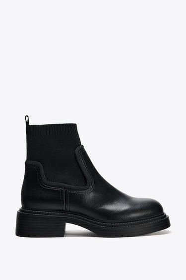 Zara CHELSEA BOOTS WITH LUG SOLES - Black
