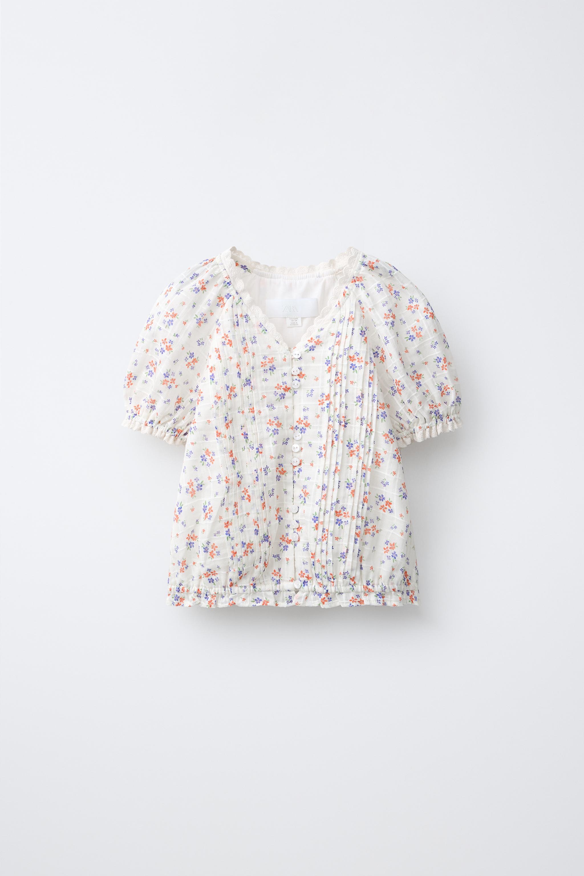 LACE TRIM FLORAL BLOUSE