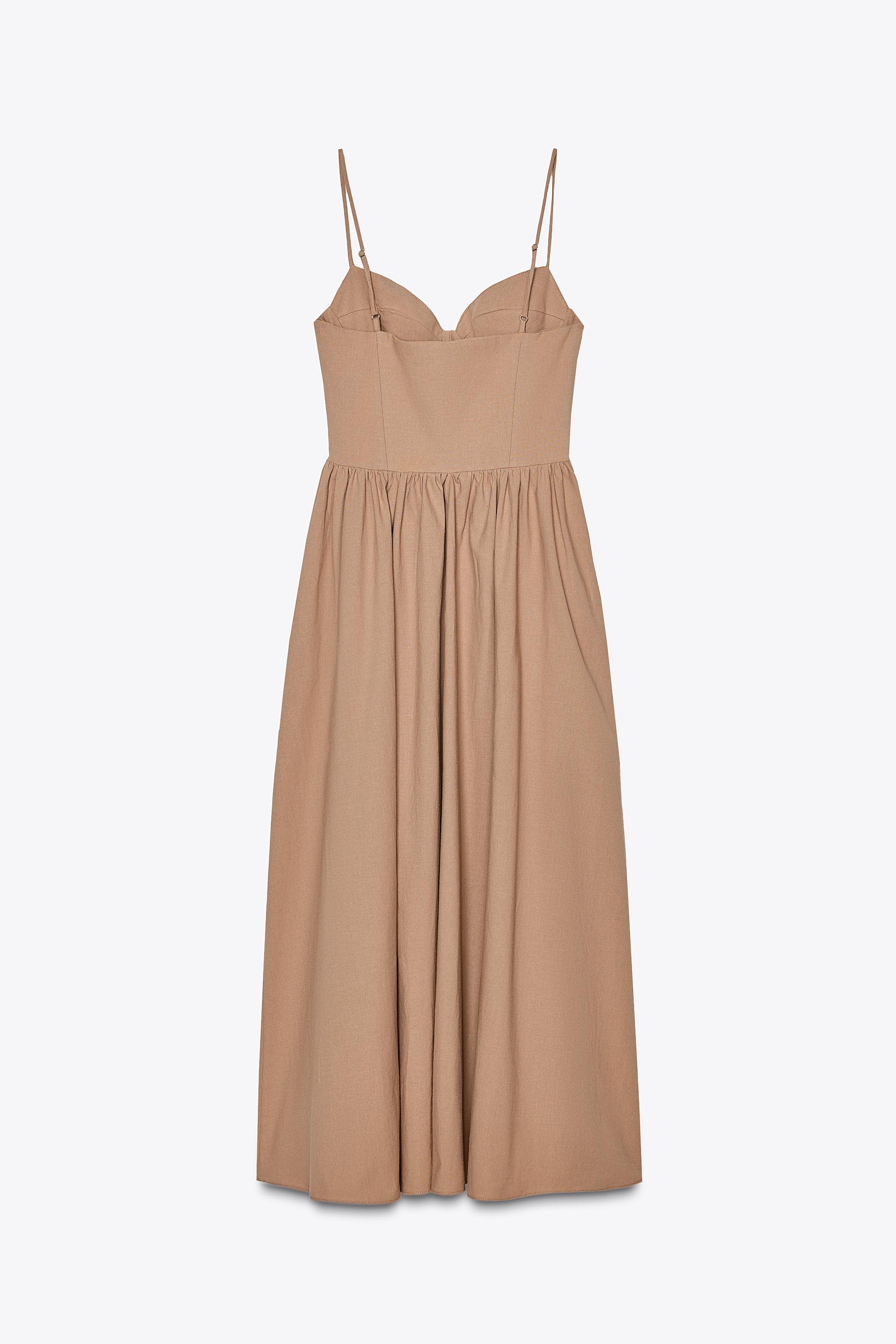 STRAPPY MIDI DRESS - Light brown | ZARA United Kingdom