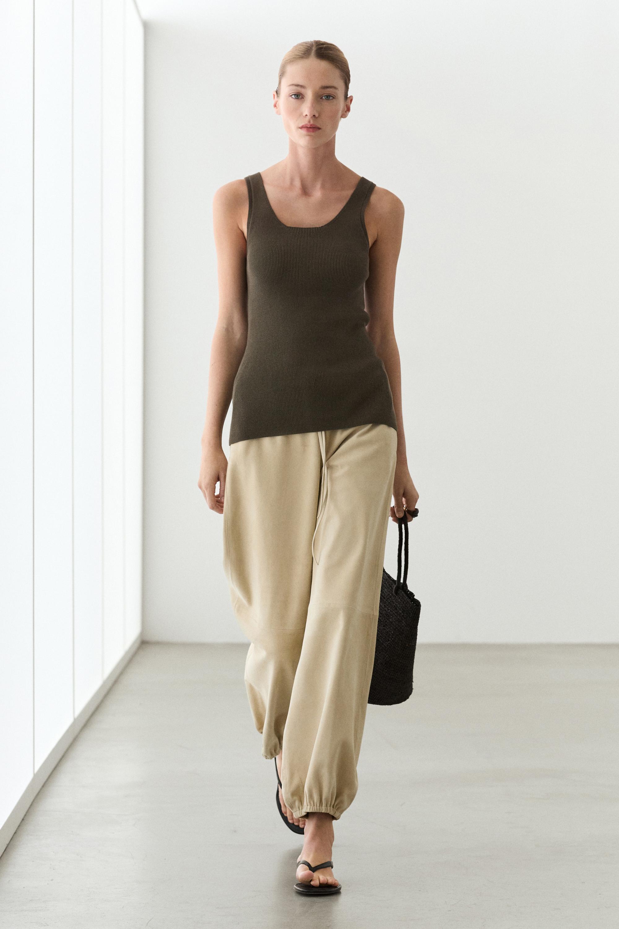 100% cotton ribbed tank top — Olive green
