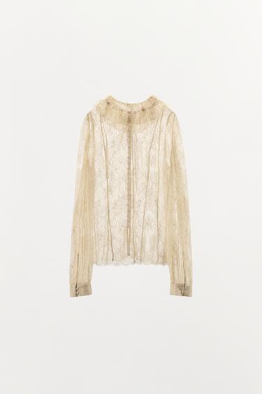 LACE BUTTON SHIRT ZW COLLECTION LIMITED EDITION - Ecru by Zara - Image 2