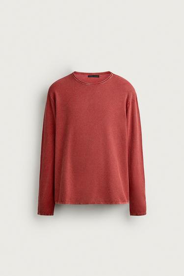 RELAXED-FIT-PULLOVER MIT STRUKTUR - Rot von Zara